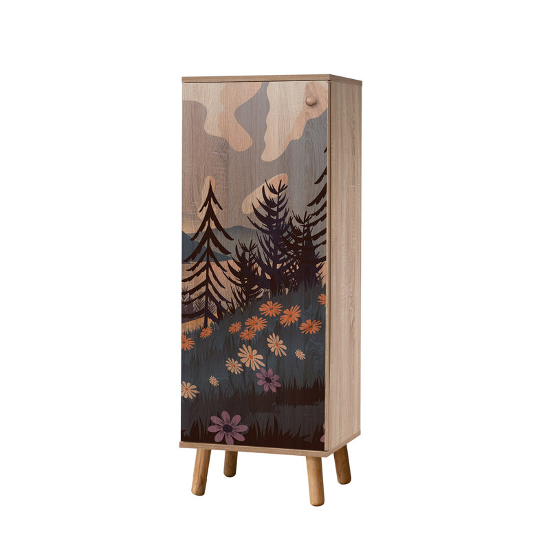 Armoire à chaussures moderne avec pieds et poignées en bois massif, 19,7 po x 53,1 po x 15 po | Panneau de particules 100% enduit de mélamine avec revêtement UV | Finition Sonomo élégante, nombreuses tablettes pour le rangement organisé et l'élégance