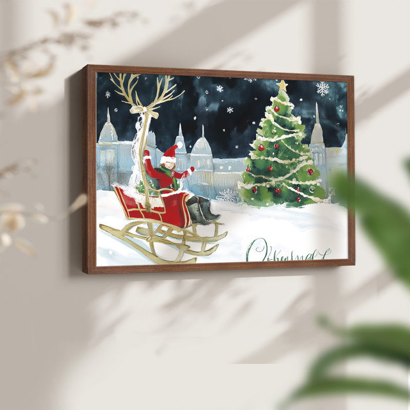 Chirstmas Art-DCX III - Reproduction encadrée - Restickable, H 11 po x l 14 po, Noyer