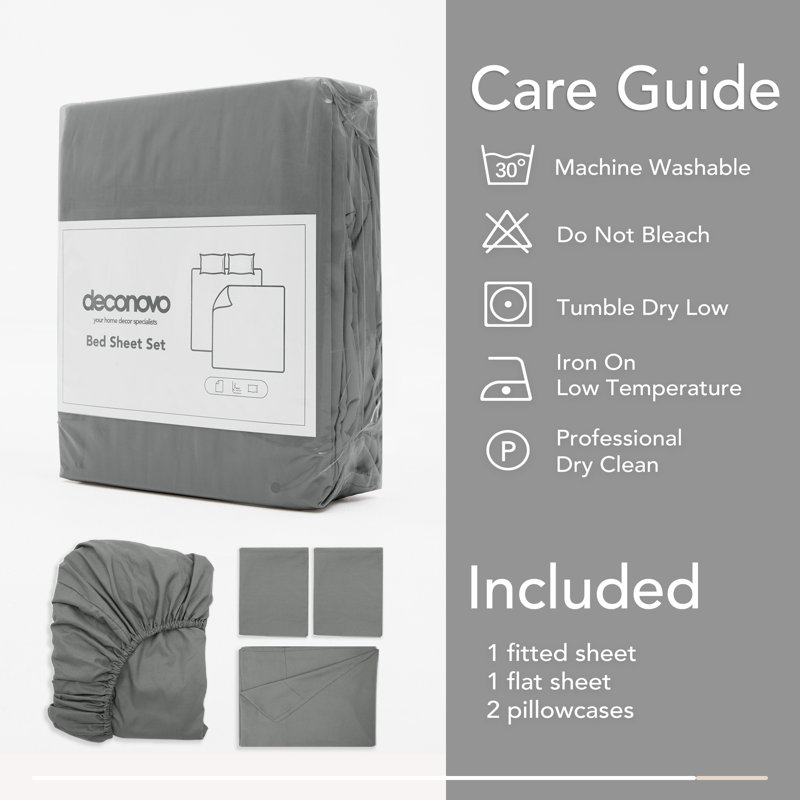 Microfiber Sheet Set, California King, Dark Gray