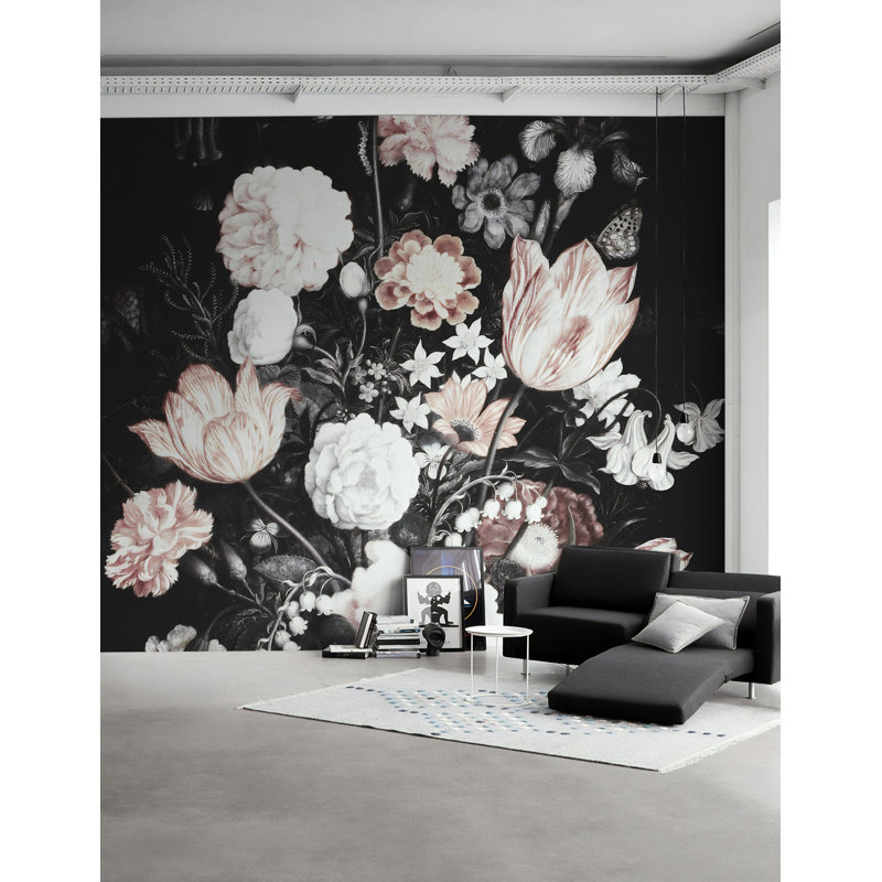 Murale tulipe hydrangée, l 98 po x L 150 po