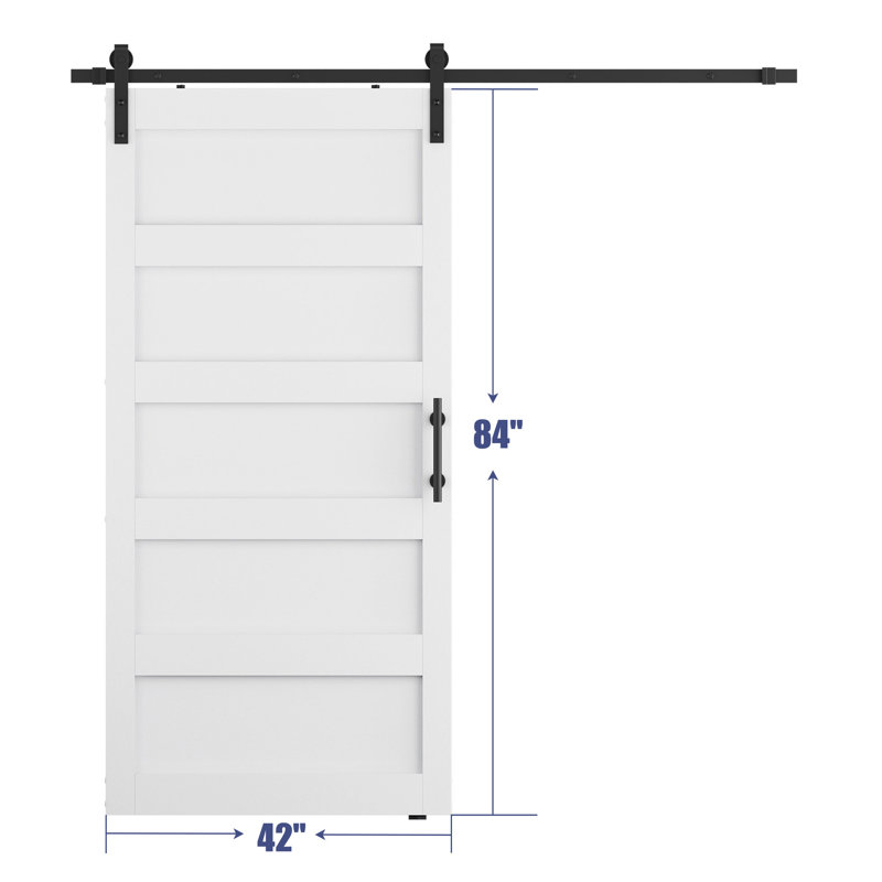 Porte de grange en bois manufacturé à 5 panneaux avec trousse de quincaillerie, 42 po x 84 po