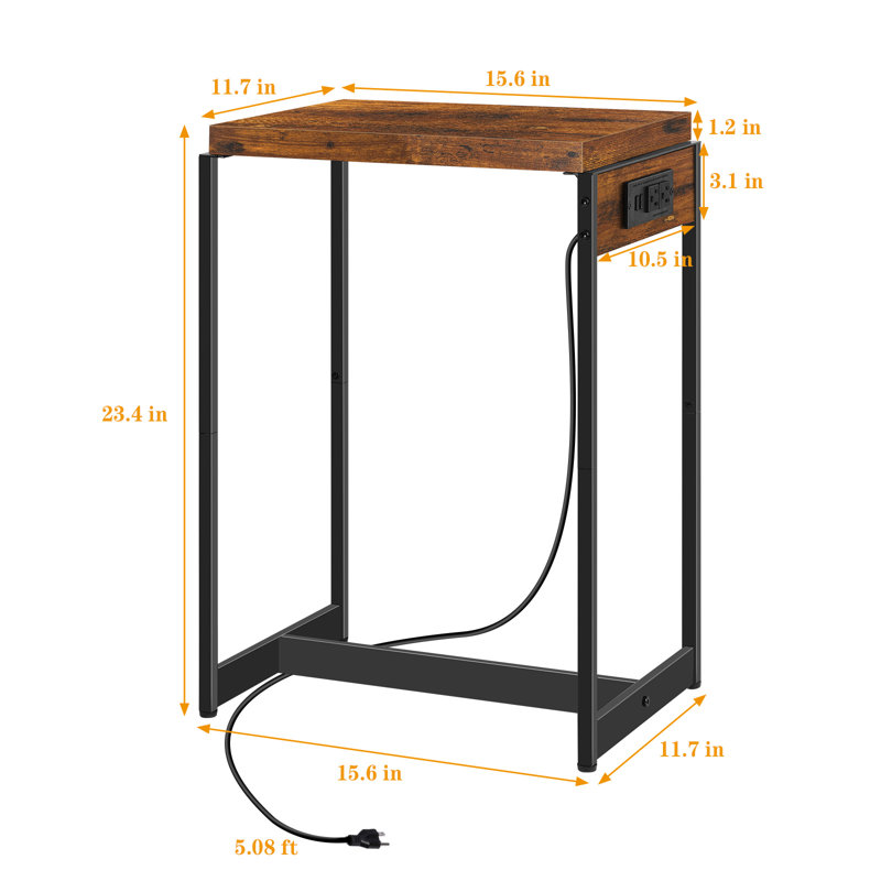 Farlan End Table Set Built-In Outlets, Brown