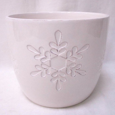 Imprinted Snowflake White Planter