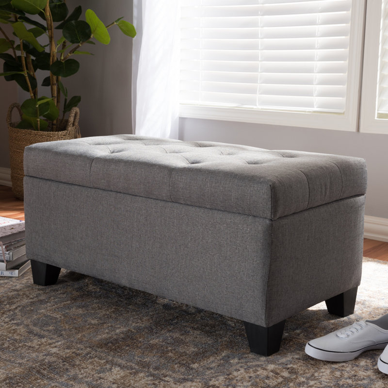 Katlan Upholstered Ottoman, Gray Polyester Blend