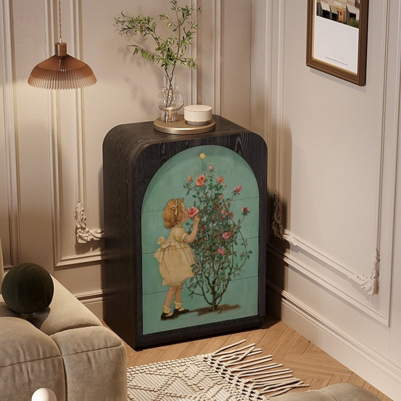 Three-Drawer Single-Door Accent Cabinet