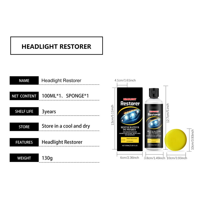 Veilleuse 100 ml Liquide d'entretien pour phares d'entretien et oxydation liquide