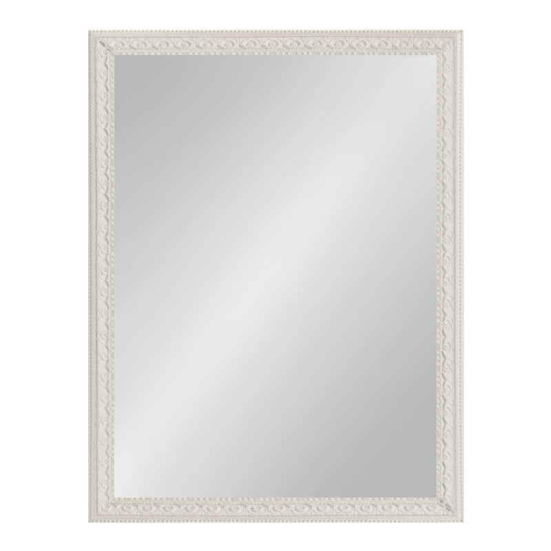 Bedell Ornate Rectangle Framed Wall Mirror, Soft White, 24" x 18"