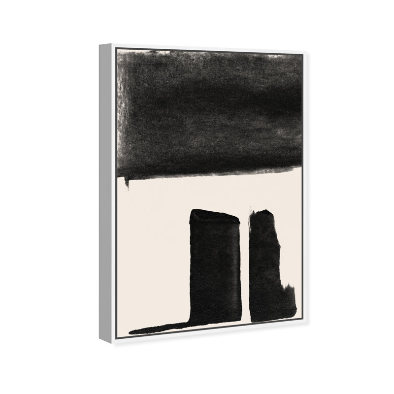 «Black and White Abstract Shapes» par Floater, reproduction d'art sur toile, Blanc, H 55 po x l 37 po