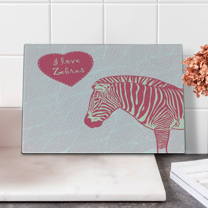 Planche à découper en verre trempé zèbre Ambesonne I Love Zebras