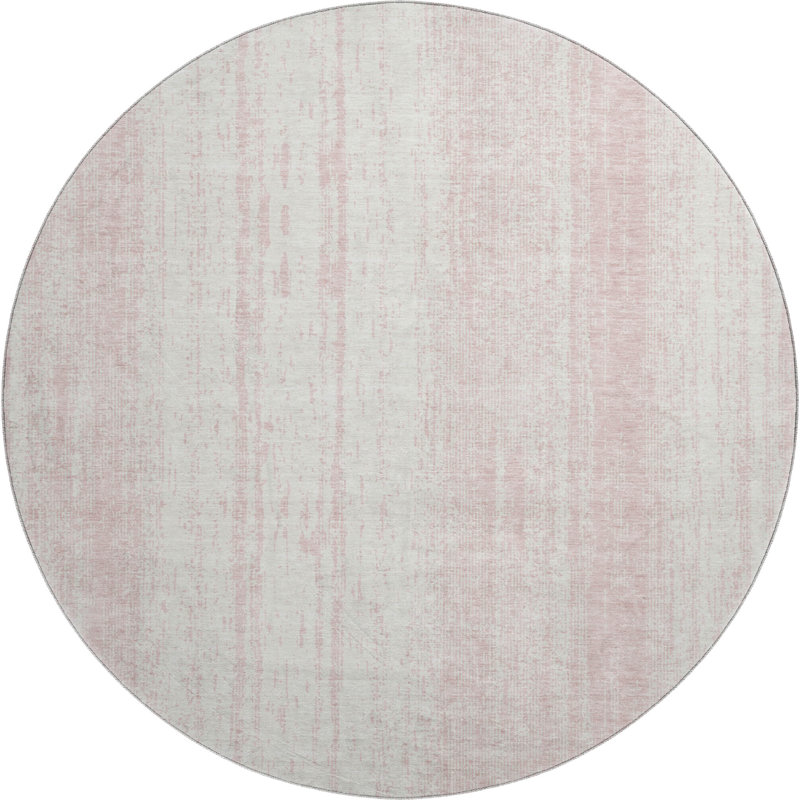 Premium Machine Washable Prisco Pink Rug, Round 8'
