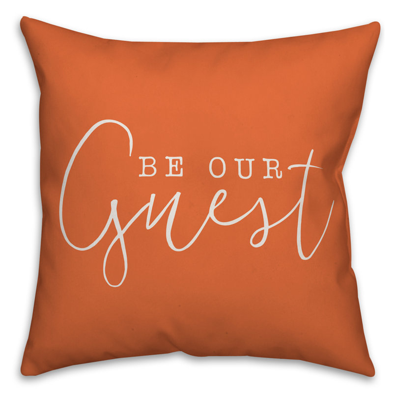 Textual Outdoor Throw Pillow, Orange, 16" H x 16" W