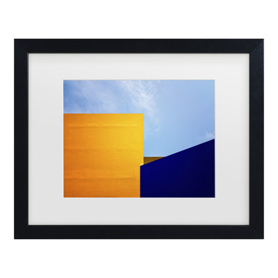 Harry Verschelden  Yellow Blue Geometry Matted Framed Art