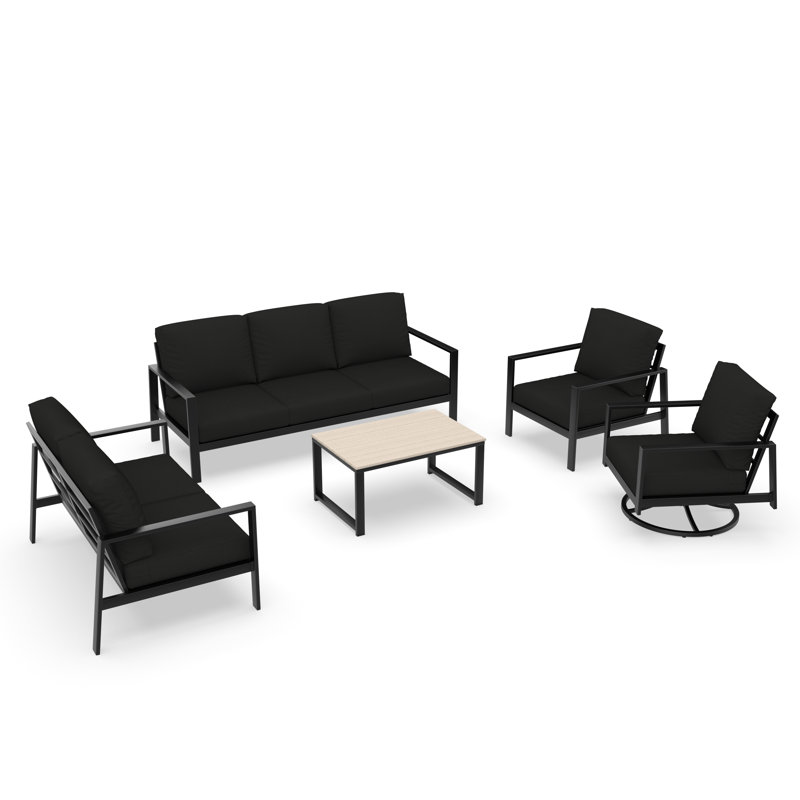 Ensemble de conversation Kachig avec coussins Sunbrella®, Black