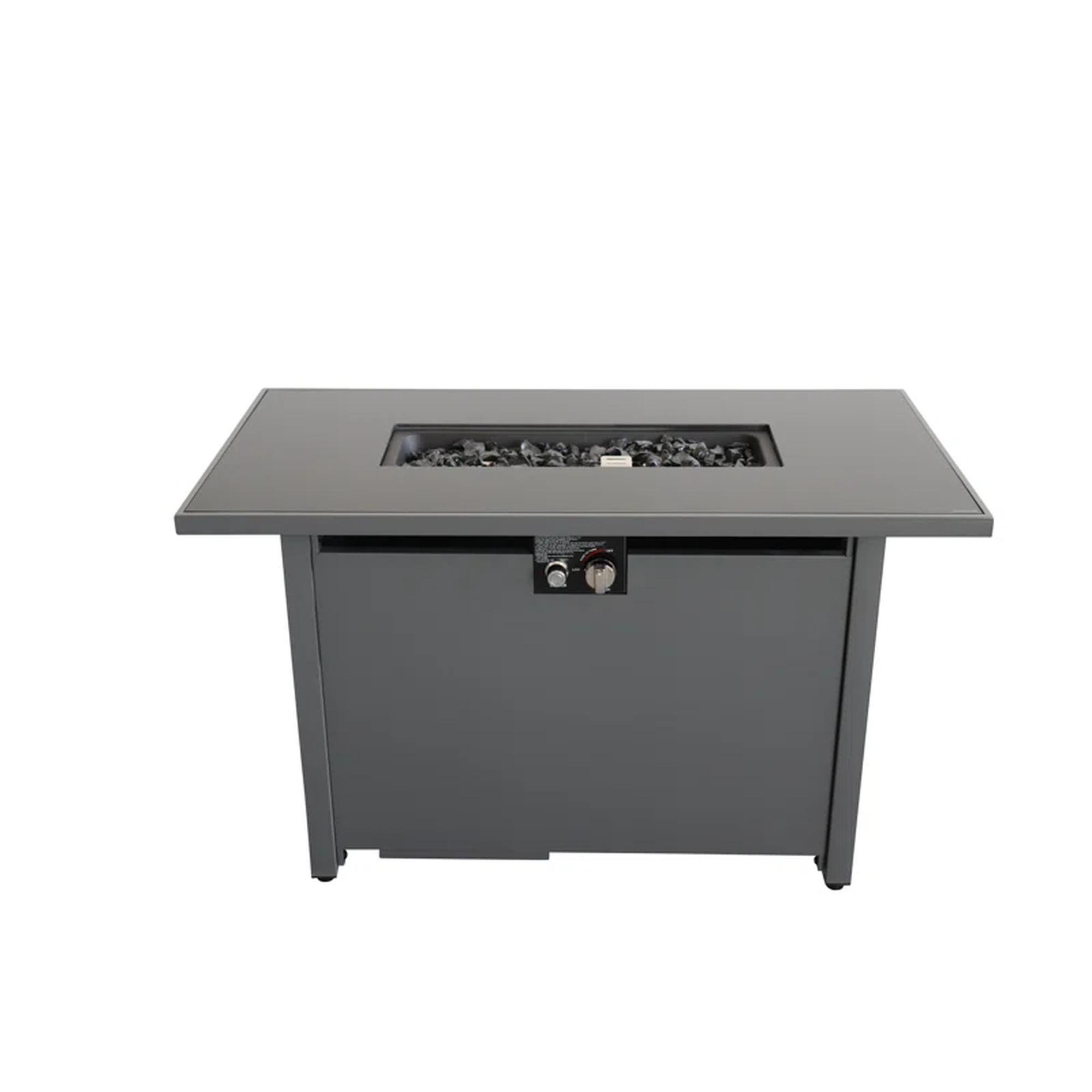 Latitude Run® 42" Smoked Glass Metal Rectangle Fire Pit | Wayfair