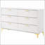 Commode rectangulaire blanche à 6 tiroirs avec rangement généreux et élégantes décorations dorées Karena-939822717
