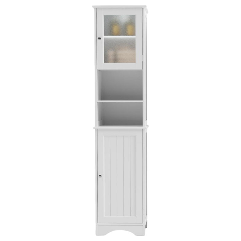 Armoire à linge de salle de bain haute autoportante Natyra 67,1 po avec 2 portes, Blanc
