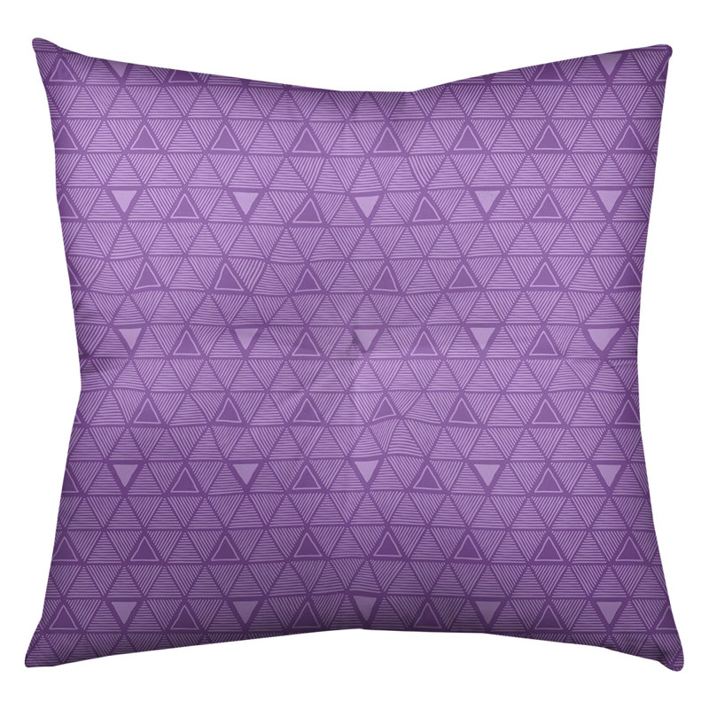 Coussin de sol classique à motif de triangles dessinés à la main, 30 po x 30 po, Violet