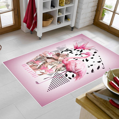 Tapis rose en polyamide tissé à la machine Blackberry
