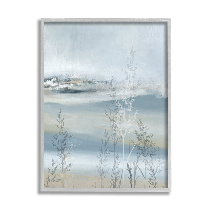 Paysage abstrait bleu, impression sur bois, H 14 po x l 11 po x P 1,5 po, Estampe numérique Farmhouse