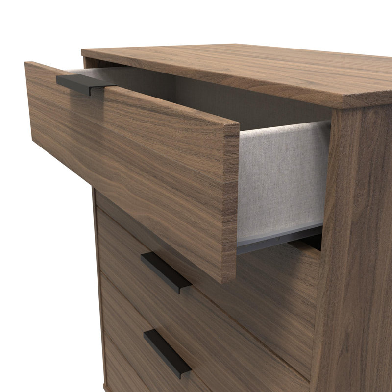Turah 77cm W 5 - Drawer Chest of Drawers, Carini Walnut