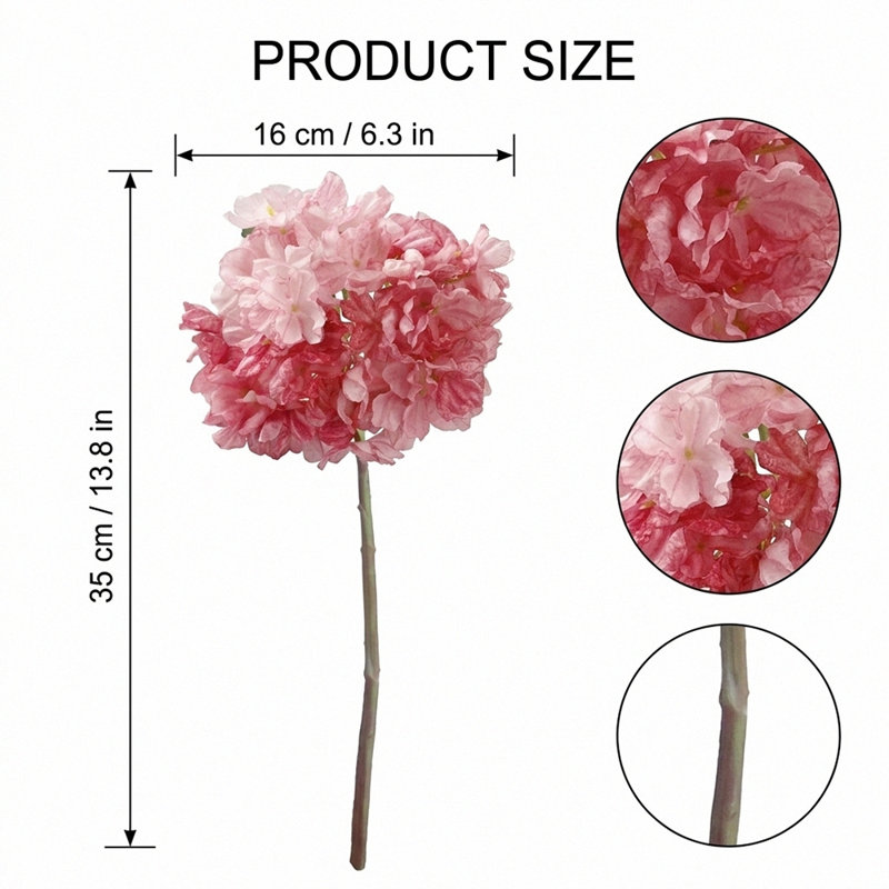 5 pièces d'arrangements floraux en soie artificielle rétro, Rouge rosé