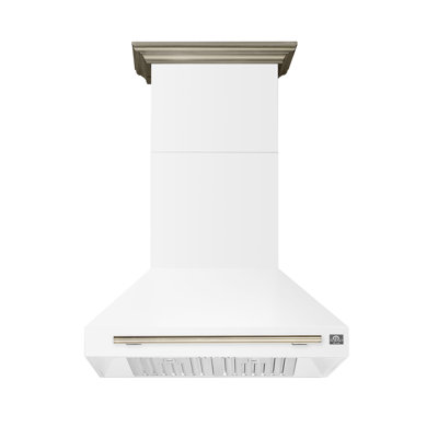 Forno Aria 36 Inch Wall-Mounted Range Hood in White with 1200 CFM Motor, 4-Speed Fan, Charcoal Filter