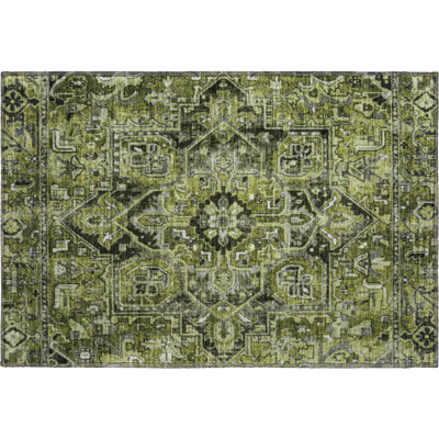 Premium Machine Washable Cerrito AMF570 Olive Rug