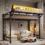 Lit mezzanine en métal avec tablettes de rangement, panneau perforé, lumières USB et DEL-130022724-130022728