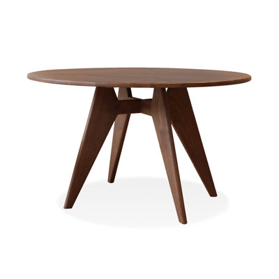 Nut-brown Round Solid Wood Dining Table