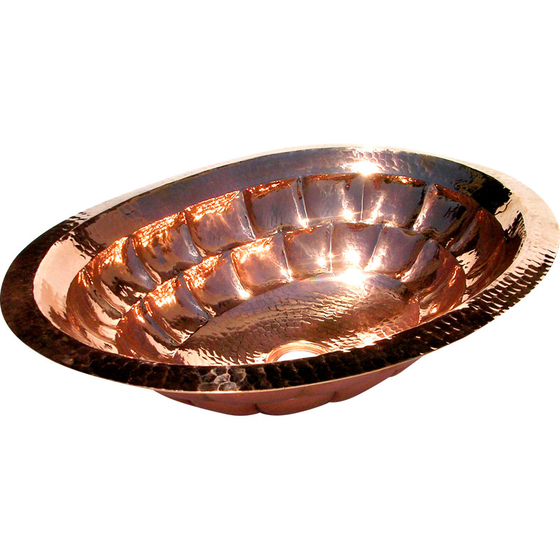 D'Vontz Copper Bathroom Sinks 14'' Metal Oval Bathroom Sink, Shiny Copper, Flat