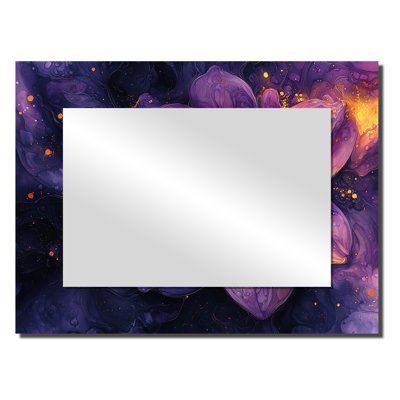 Vivid Lavender Dahlia Dreamscape II - Floral Mirror For Wall Art Decor - Printed On Metal