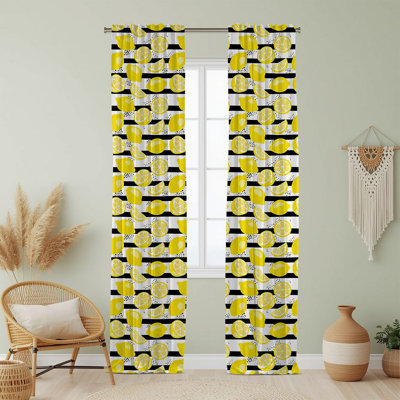 Semi Sheer Fruit Print Curtain Single Panel