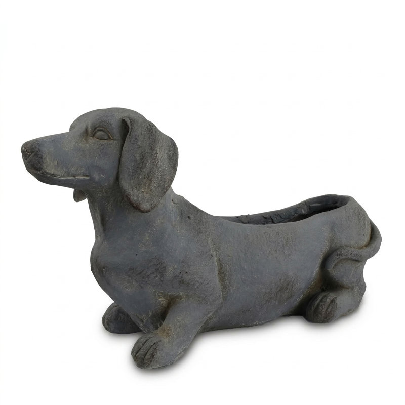 Zahara SAUSAGE DOG Planter 30cm Blue Iron Effect