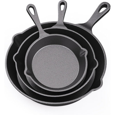RAINBEAN Pre-Seasoned Cast Iron Skillet Set, 3-Piece