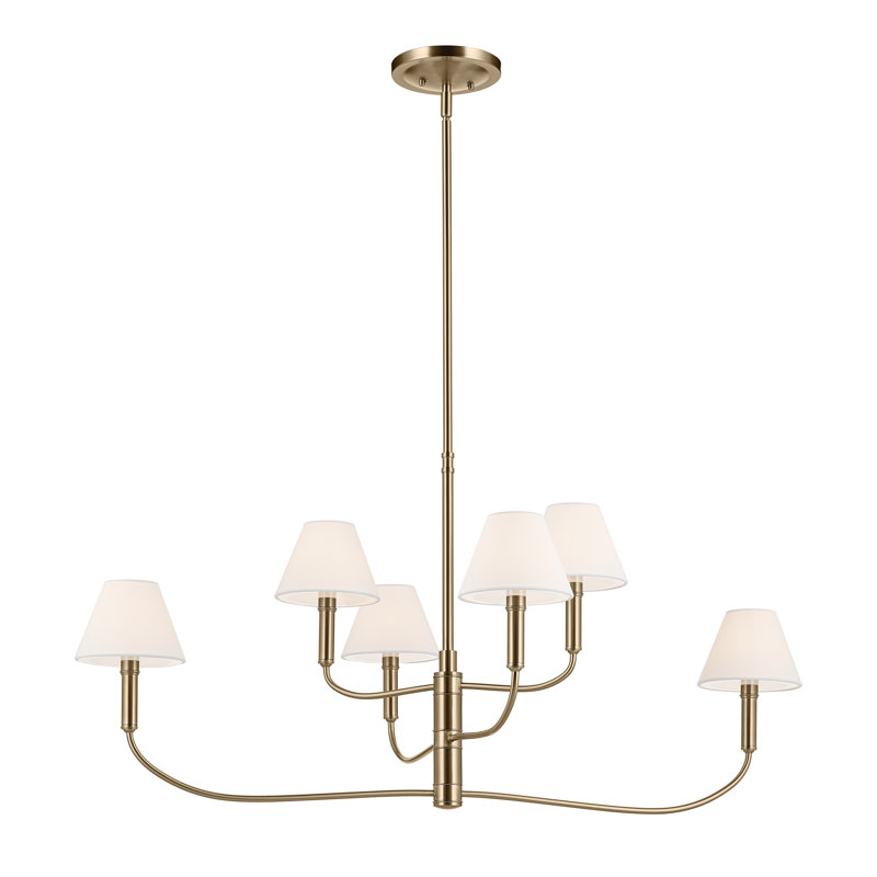  6-Light Classic Shaded Arm Chandelier, Bronze, 19.5" H x 6" W x 41" D
