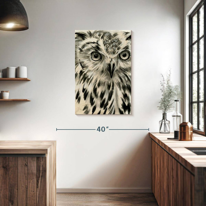 Brampt Charcoal Owl I, 36" H x 24" W