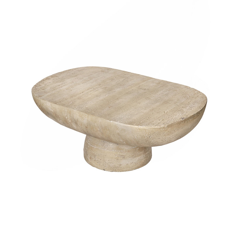 Cream Finish Oval Coffee Table, 36x24x15 Inches, Cream