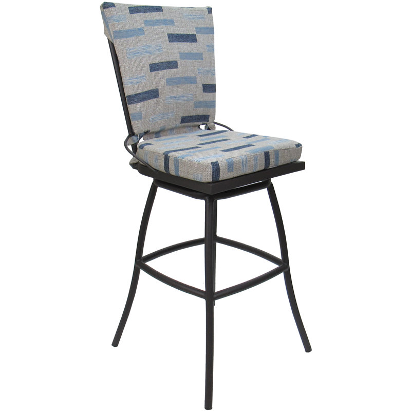 Tabouret d'extérieur 34 po avec coussin Masiyah, Gris, Extra Tall (34" Seat Height)