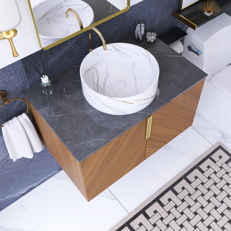 Meuble-lavabo flottant mural moderne de 30 pouces