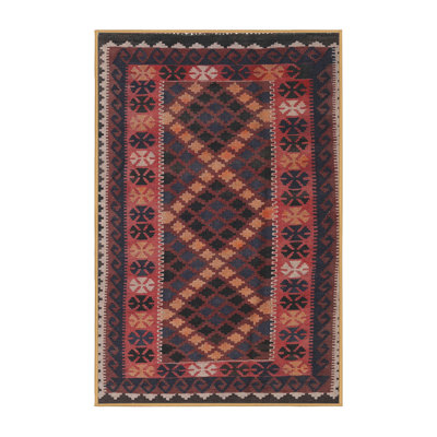 Tapis bleu marine/orange/bleu