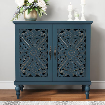Armoire vintage avec tablettes réglables, buffet avec creux sculpté 