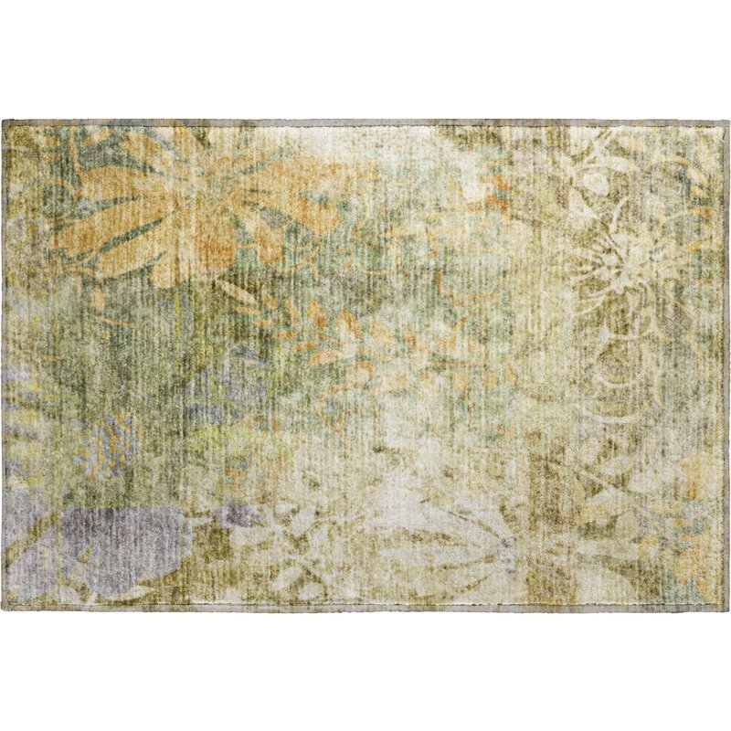 Premium Machine Washable Mayfield AMF2223 Floral Rug, 1'8" x 2'6", Brown