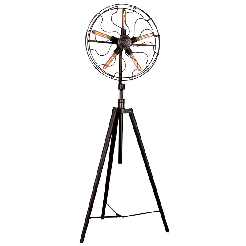 5-Light Rustic Bronze Floor Lamp With A Fan Shape Shade