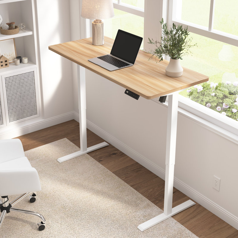 Bureau réglable en hauteur Kaionna, Naturel / blanc