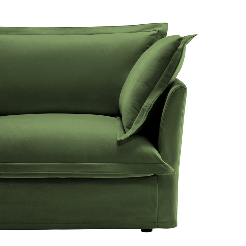 Canapé, repose-pieds en chenille, 4, Chenille verte, H 34,6 po x l 156,6 po x P 33 po