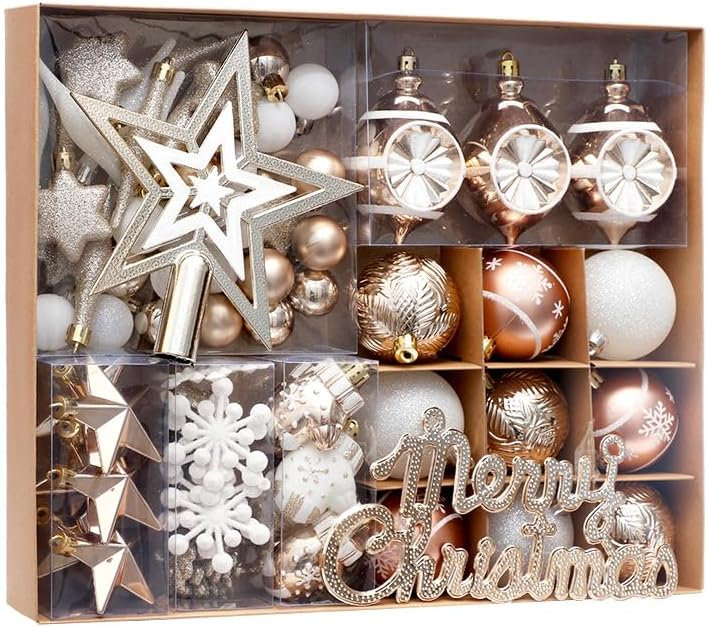 Ensemble de 70 ornements de boule de Noël, boule de Noël suspendue incassable, champagne