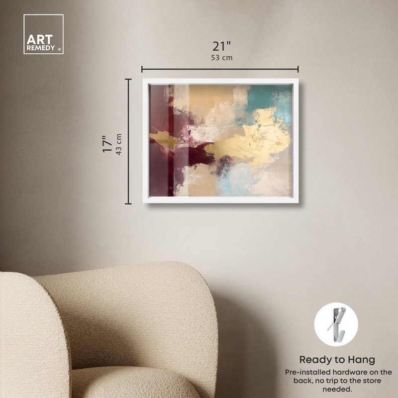 Impression abstraite Crimson Tide II Shadowbox par Art Remedy, H 17 po x l 21 po, Blanc
