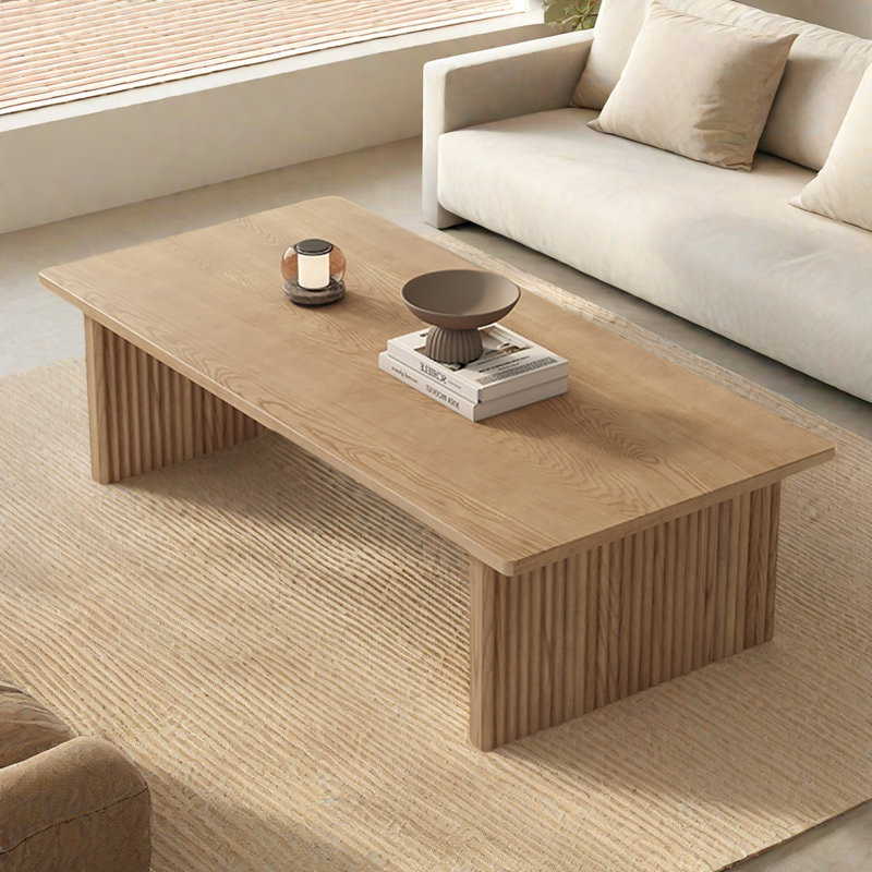 Rectangular simple solid wood coffee table, 15.7" H x 47.2" L x 23.6" W