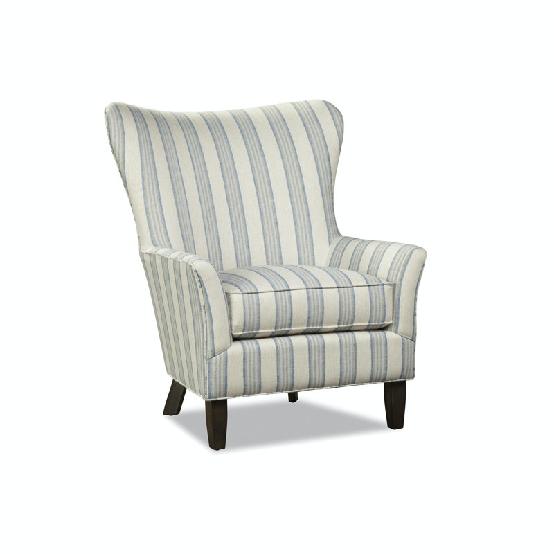 Atlas Wingback Chair, Linework Beige Striped