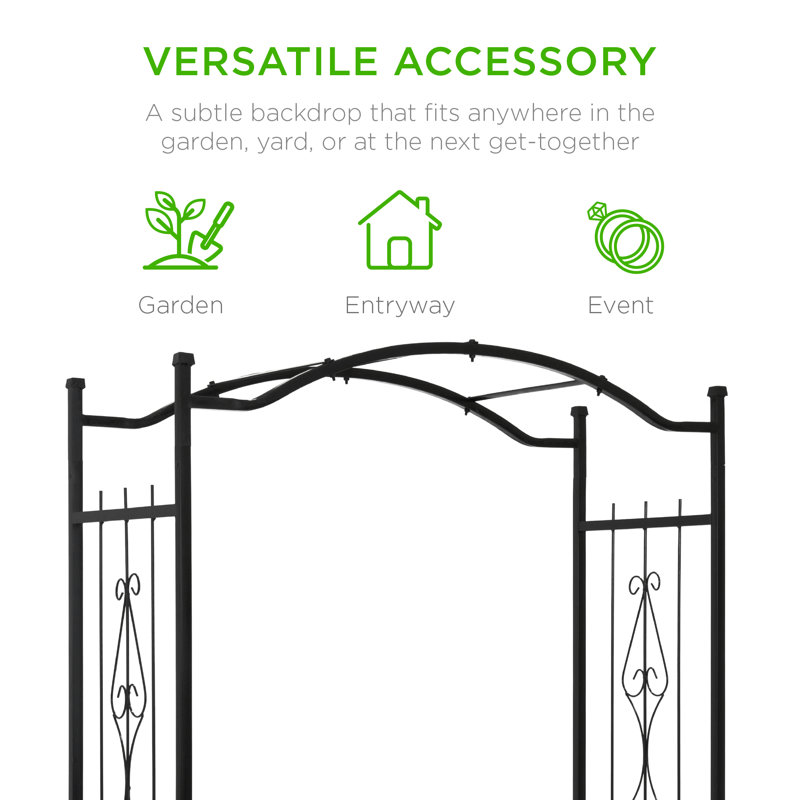 Black Steel Garden Arch Arbor with Wire Lattice for Climbing Plants